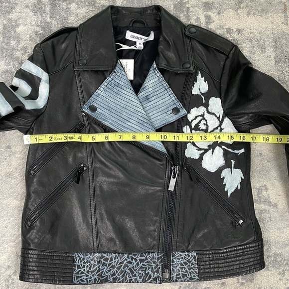 NWT Elizabeth and James Erwan Hand Painter Leather Biker Jacket Sz XS - Picture 5 of 16